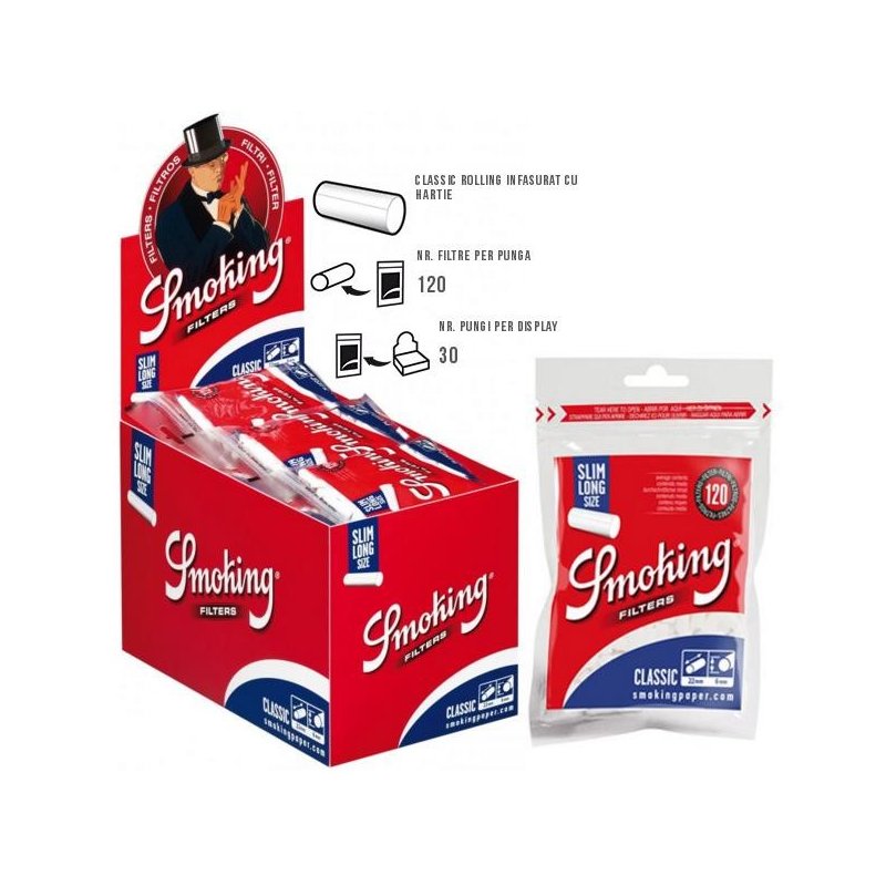 Filtre tigari Smoking Filters Classic Slim Long 30 pungi