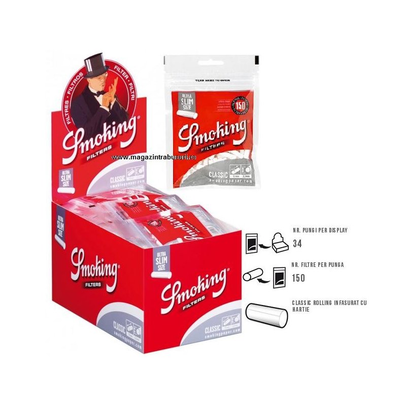 Filtre tigari Smoking Filters Classic Ultra Slim 34 pungi de vanzare