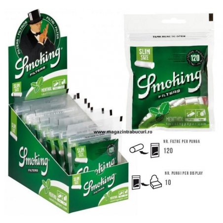 Filtre tigari Smoking Menthol Slim 10 pungi
