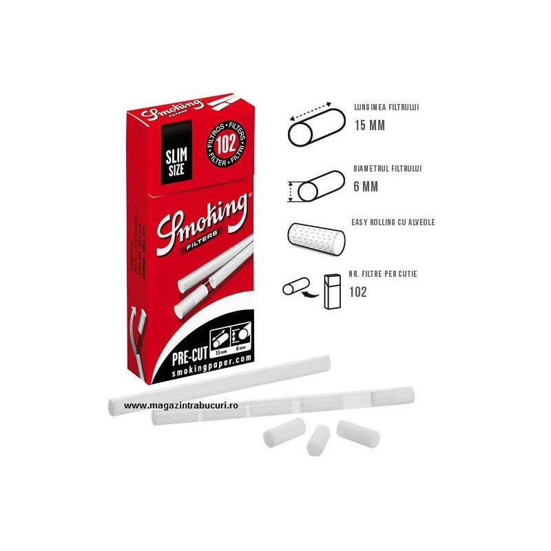 Filtre tigari Smoking Pre-cut Slim 102