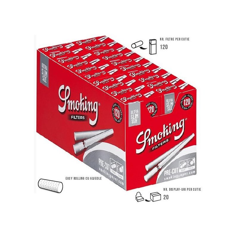 Filtre tigari Smoking Pre-cut Ultra Slim 20 pachete