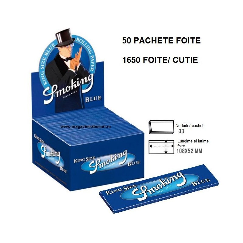 Foite rulat tigari Smoking King Size Blue 50 pachete