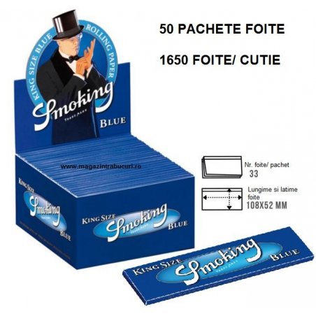 Foite rulat tigari Smoking King Size Blue 50 pachete