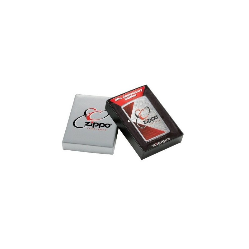 Bricheta Zippo 80th Anniversary Herringbone Sweep Brushed Chrome
