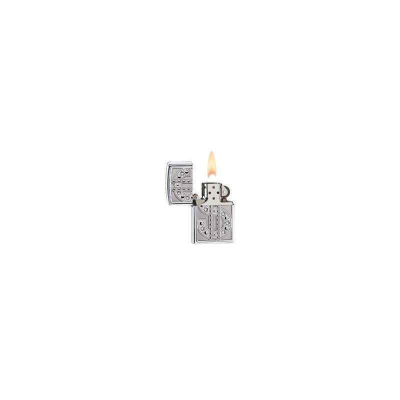 Bricheta Zippo Bling Emblem Polished Chrome Swarovski