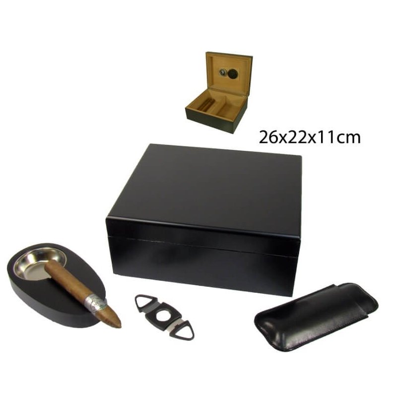 Set umidor si accesorii Angelo Rivero Black 25