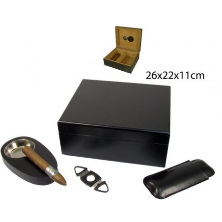 Set umidor si accesorii Angelo Rivero Black 25